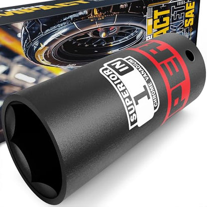 1/2" Drive Impact Socket, 1 inch Deep Socket, SAE, 6 Point, CR-V, for Car Repair, Loosen the Fastening Nut - size: 1/2" Drive 1 Inch Deep