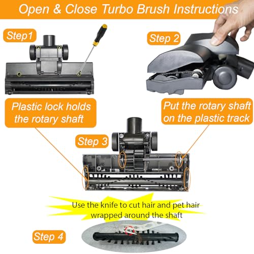 for Miele Turbo Brush Head Compatible with Miele Vacuum Cleaners - Vacuum Attachments for Low Carpet, Area Rugs, Tile & Hard Floors : Easy Pet Hair Removal -Hardwood Floor Attachment - size: For Miele (35MM Inner Diameter)