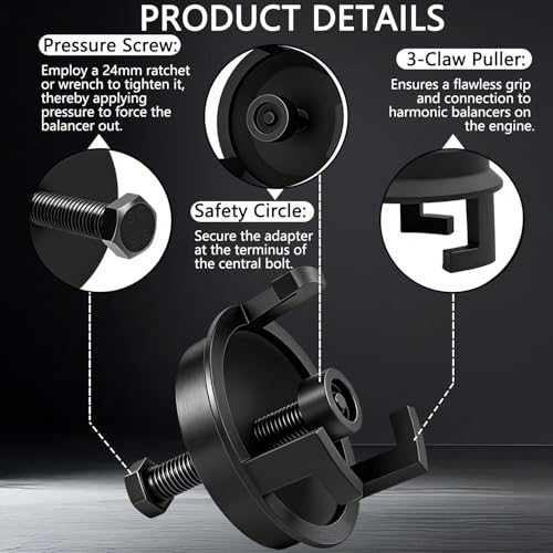 25264 Harmonic Balancer Puller, Compatible with Chrysler Jeep Dodge, Harmonic Damper Puller for Automotive Engine Balancer Removal Replacement, LS Crank Pulley Puller for GM