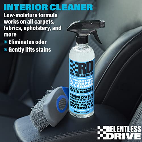 Relentless Drive Car Carpet & Upholstery Cleaner Kit – Seat Cleaner | Car seat shampoo, upholstery stain remover, carpet cleaning kit with brush
