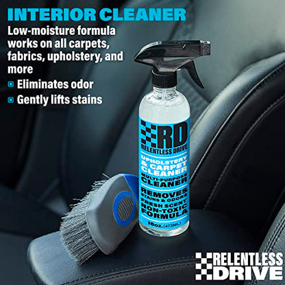 Relentless Drive Car Carpet & Upholstery Cleaner Kit – Seat Cleaner | Car seat shampoo, upholstery stain remover, carpet cleaning kit with brush