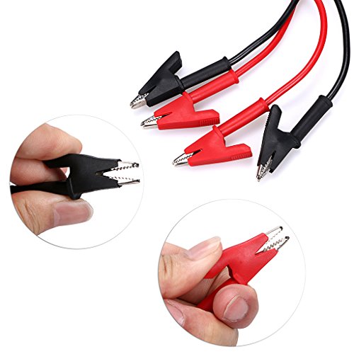 Sumnacon Dual Ended Crocodile Alligator Clips, 15A Test Lead Wire Cable with Insulators Clips, 2 Pcs 3.3 ft/1m Test Flexible Cable with Protective Jack Copper Clamps for Electrical Testing - size: 1 m
