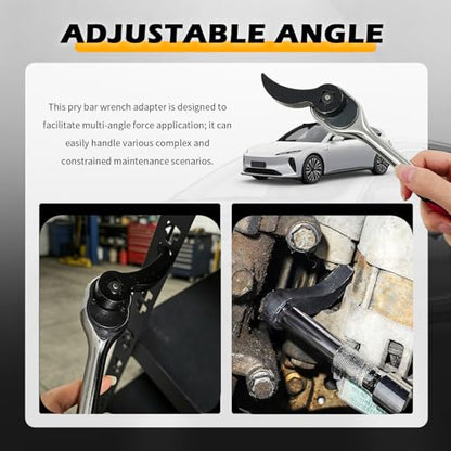 2PCS New Pry Bar Wrench Adapter,Adjustable Half Shaft CV Axle Removal Tool with 1/2" & 3/8" Square Drive Port,Bull Horn Car CV Joint Removal Tool as Crowbar Head