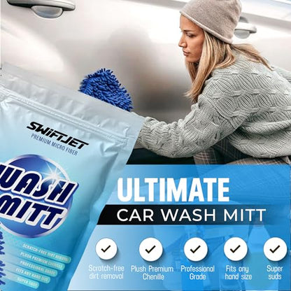 Ultra Plush Microfiber Car Wash Mitt - Scratch-Free, Lint-Free, Extra Absorbent, Machine Washable - Detailing Chenille Cleaning Mitt Perfect for Cars, Trucks, Motorcycles, and Household Surfaces - size: 1 Pack