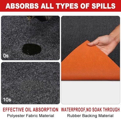 Golener Oil Spill Mat - 64”x64” Garage Floor Mat for Under Car, 1/4” Thick, Rubber Floor Mat, Absorbent Oil Mat, Protect Floor from Spills & Stains, Waterproof, Reusable, Washable, Durable, Heavy Duty - size: 5'4" x 5'4" (Rectangular)