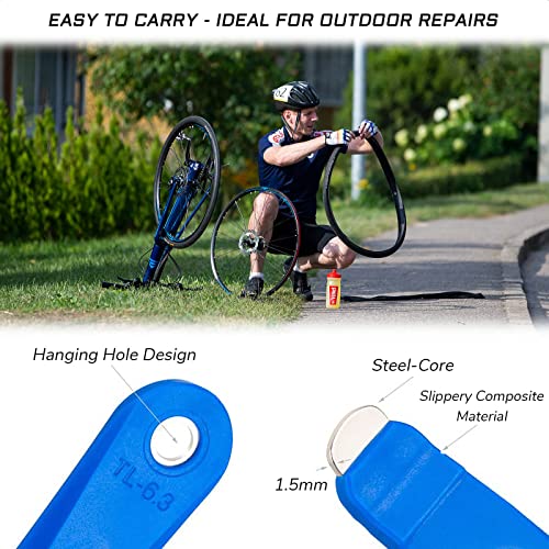 Set of 2 Steel-Core Tyre Levers | For Mountain and Road Bikes - Durable Metal Tire Carded Tools for MTB and Bicycle Repairs