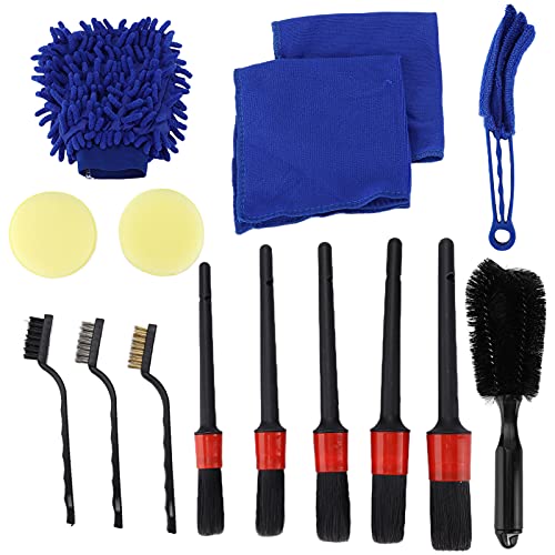 15pcs Soft Microfiber Detailing Dusting Brushes Set with Steel Wire Wheel Brush, Professional Auto Cleaning Tools for Car Interior, Exterior, Wheels, Dashboard, and Air Vent