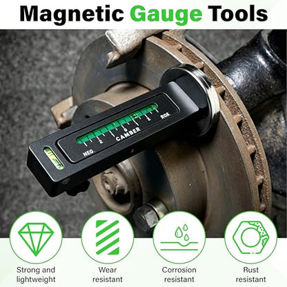 Wheel Alignment Tool, Universal Camber Alignment Tool, Adjustable Magnetic Gauge Tools, Alignments Tools Automotive, Caster Camber Gauge, Tire Repair Accessories for Most Cars Trucks RVs (Black) - color: Black
