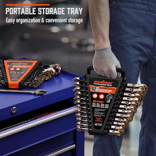 HORUSDY Flex-Head Ratcheting Combination Wrench Set,24-Piece Flex-Head Ratcheting Wrench Set(Metric and SAE) - style: 24-Piece Flex-Head Ratcheting - Pro Complete