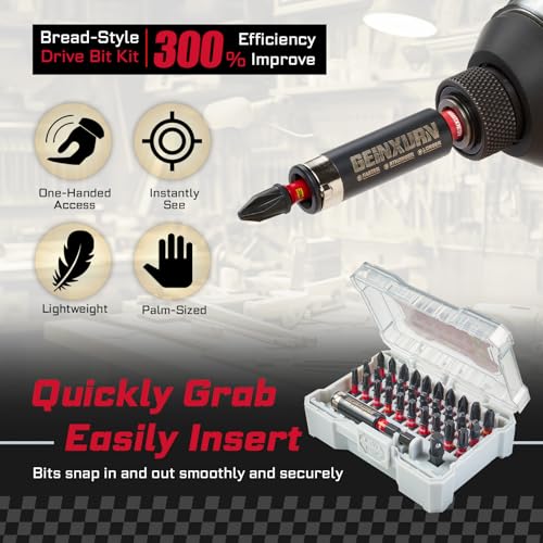 Geinxurn 32Pieces Impact Screwdriver Bits Set, S2 Steel Magnetic Phillips/Square/Torx Muliti Insert Bits Tips Set with Impact Bit Holder and 1/4”Socket Adapter(Beige Storage Box Case) - style: FQ032025-ABG