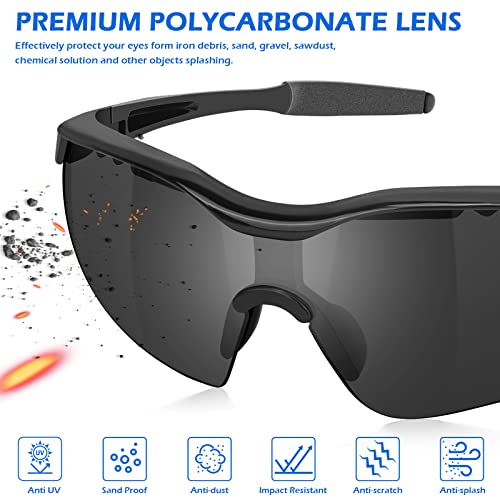 OXG 12 Pack Safety Glasses, ANSI Z87.1 Impact Resistant Anti-Scratch Safety Goggles for Men Women Youth - color: Grey