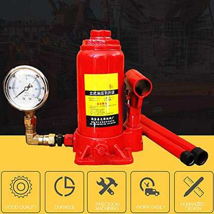 5/20tonne Hydraulic Bottle Jack Lifting Ram, Car Van Boat Truck Caravan, Hydraulic Jack, with Pressure Gauge,5T