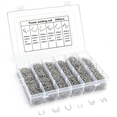ZOOFOX 3000 Pieces Plastic Welder Staples, Welding Hot Staples with Storage Box, 0.6 and 0.8mm Plastic Welding Kit for Repair Car Bumpers Dashboards Lamp Holders Daily Plastics Supplies