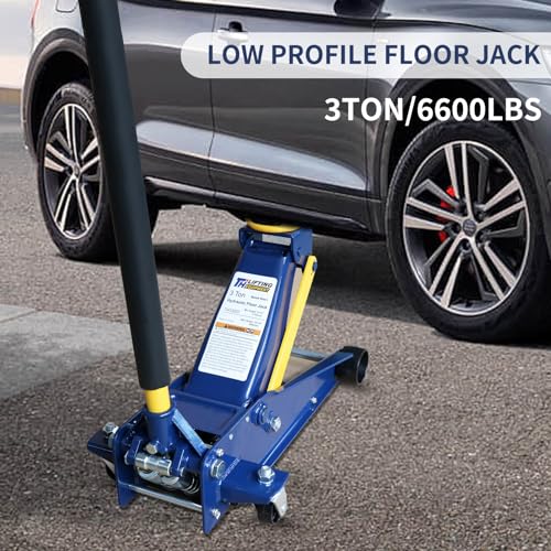 Aain® Heavy duty 3 Ton Floor Jack, Steel Hydraulic Service Jack Quick Rise With Double Pump Quick Lift, Blue HT3300 - color: Blue, style: 3 ton