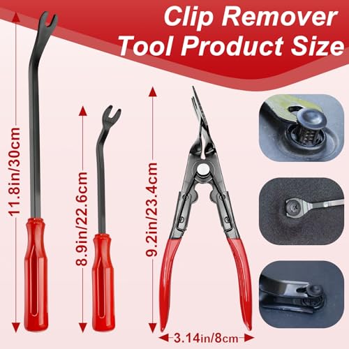 Doaho 19Pcs Car Trim Removal Tool,Auto Clip Pliers Fastener Remover Set,Pry Tool Repair Kit,Fastener Clips Removal Car Tool for Panel,Audio, Dash, Window,Clip and Upholstery with Storage Bag - color: Red-19pcs Trim Removal Tools