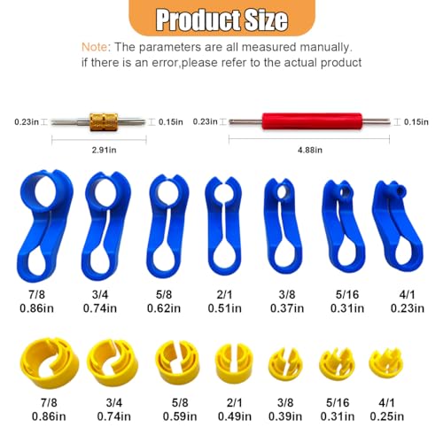 16PCS Fuel Line Disconnect Tool Set, AC Fuel Line Removal Master Quick Disconnect Kit with Valve Core Remover, 1/4 to 7/8 Inch, Fits Car AC, Fuel & Transmission Oil Cooler Lines, Universal Repair Tool
