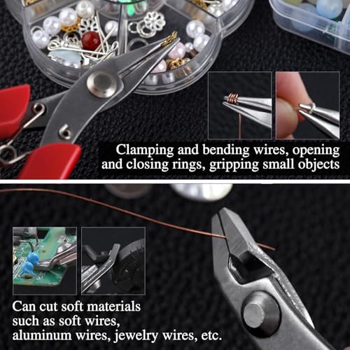 SPEEDWOX 2Pcs 4.5 Inch Mini Long-Nose Pliers 4.25 Inch Flush Cutters Tweezer Nose plier Mini Needle Nose Pliers Short-Nose Plier Wire Diagonal Oblique Side Cutters Steel Cutting Nippers Shear - size: 2 Pieces (4.5" Long Nose + 4.25" Flush Cutter)