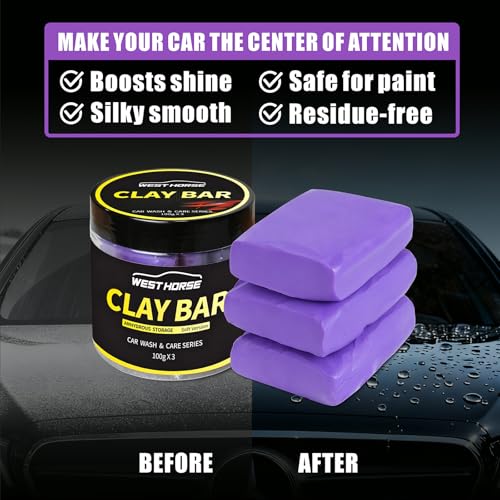 Clay Bar 3 Pack 300g(3x100g) Car Detailing Magic Clay Bars, Auto Clean Wash Bars, Deeply Cleanse The Paint Surface (Medium) - style: Medium