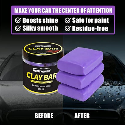 Clay Bar 3 Pack 300g(3x100g) Car Detailing Magic Clay Bars, Auto Clean Wash Bars, Deeply Cleanse The Paint Surface (Medium) - style: Medium