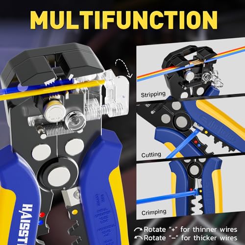 haisstronica 220PCS Solder Seal Wire Connectors Kit with 10-24 AWG Self-Adjusting Automatic Wire Stripper Tool, Waterproof Heat Shrink Butt Terminals for Car, Marine, Trailer, DIY Wiring Projects - size: 220PCS