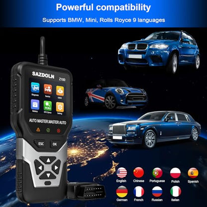 Z100 Fit for BMW-OBD2-Scanner, Car Code Readers, Full-System-Car-Diagnostic-Tools, with Battery Registration Tool, Oil Reset, ABS Bleed, EPB Reset, TPS Regulation (Black) - color: Silver gray, size: BMW Special