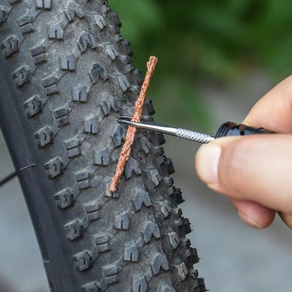 Handlebar End Plugs with Tubeless Tire Repair Kit - Handlebar Insert Fix a Puncture or Flat Includes Bar Plugger Tool and Plugs - Bike Tool for Mountain,Road Bicycle - style: TRT-001
