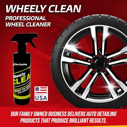 DURA-COATING TECHNOLOGY Wheely Clean - Professional Wheel Cleaner Spray - Ready-to-Use Tire Cleaner and Rim Cleaner - Suitable for Aluminum, Chrome, or Clear-Coated Wheels - Removes Brake Dust - 16 oz - size: 16 Fl Oz (Pack of 1)