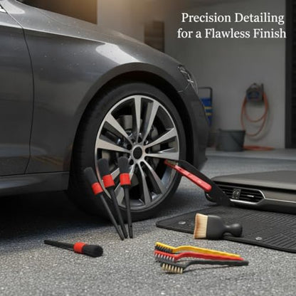 Interior Vents & Wheel Spoke Cleaning Kit, Car Detailing Brush Set with PP Plastic Tools for Dashboard and Exterior Crevices - size: 10.24 x 6.3 x 2.56 in