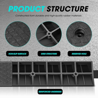 DNA Motoring 2pcs 3" Rise Rubber Curb Ramp Heavy Duty Loading Driveway Ramp Threshold Ramp 38.6" W x 6.7" D x 3" H for Loading Dock, Warehouse, Motorcycles, Cars, TOOLS-00644 - style: 3 in 2pcs