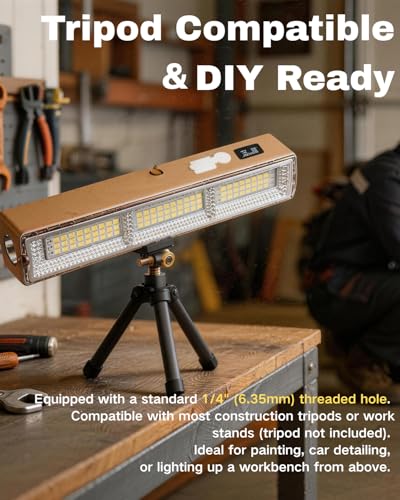 Rechargeable Magnetic Work Light Bar, Super Bright LED Underhood Light LCD Display, 2500mAh Battery USB Output, Solar/USB-C, 5 Modes Red/Blue Strobe, IP65 Waterproof for Mechanic Garage Camping Truck - size: 8.66"L x 1.57"W x 1.69"H