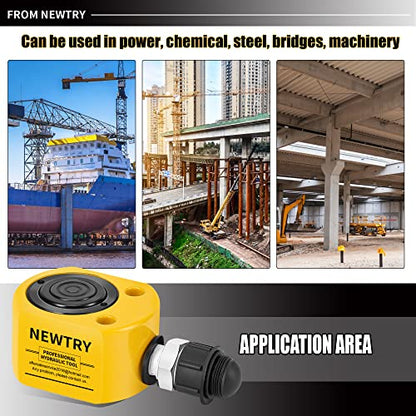 NEWTRY Hydraulic Ram Jack 10T Hydraulic Cylinder Low Profile Ram Jack Multi-Section 1” Stroke Lifting Cylinder Mini Portable for Machinery, Bridge, Construction - size: 10T