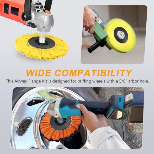 4 Inch Airway Buffing Wheel Flange Kit, 5/8 Inch Arbor Hole, Use with Extension Shaft, Safety Flange for Polishing Buffing Wheels, 1 Pair - color: Airway Flange Kit