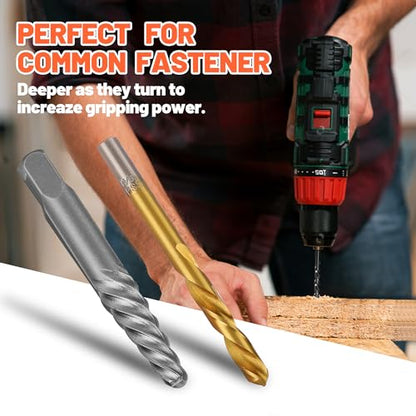 10PCS Stripped Screw Extractor Set, 35# Cr-Mo & 6542 HSS Steel Cobalt Left Handed Drill Bit | Broken Screw Extractor Kit | Easy Out Screw Extractor Set Removing Stripped Screws Broken Bolts - size: Upgarded Kit-10PCS