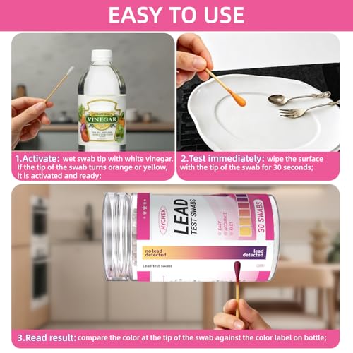 Accurate Lead Test Kit, 30 Swabs, Upgraded Formula Lead Paint Test Kit, Enhanced Detection for Dishes, Paint Cups, Ceramics, and More Surfaces | Results in 30 Seconds |