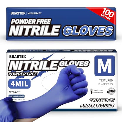 Beastek Nitrile Exam Gloves, 4.0 Mil 100 Pcs, Powder-Free Latex-Free Medical Cooking Food-Safe Disposable Gloves, Blue Violet - color: Medium (Blue Violet)