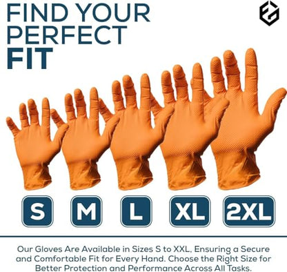 First Glove 8 Mil Heavy Duty Nitrile Gloves - Diamond Grip - Disposable Gloves for Mechanic, Automotive & Industrial Work - size: Medium