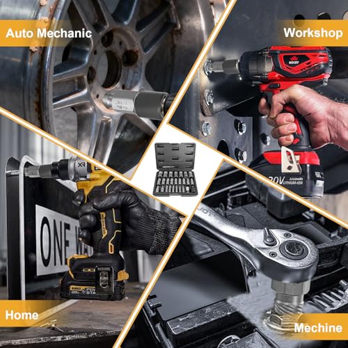 27PCS Upgraded Screw Extractor Set, Premium Cr-Mo Steel EZ Out | Hex Head Bolt Extractor Kit, Heavy Duty Multi-Spline Design for Removing Stripped, Rounded, Broken Screws & Studs