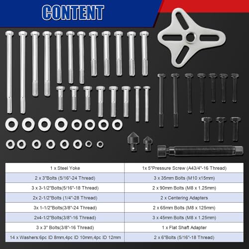 NYXOVA 46pcs Harmonic Balancer Puller Set, Steering Wheel Flywheel Crankshaft Pulley Puller kit with Harmonic Balancers, Crankshaft Pulleys and Gears, Work on Most Cars, Pickups, SUVs (Blue) - color: Blue