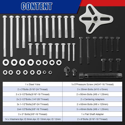 NYXOVA 46pcs Harmonic Balancer Puller Set, Steering Wheel Flywheel Crankshaft Pulley Puller kit with Harmonic Balancers, Crankshaft Pulleys and Gears, Work on Most Cars, Pickups, SUVs (Blue) - color: Blue