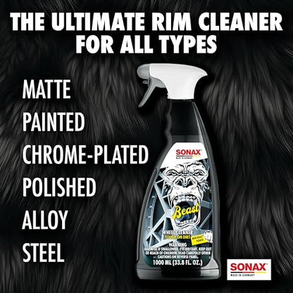SONAX Beast Wheel Cleaner | Brake Dust Cleaner | Color Changing Rim Cleaner | Strong Wheel Cleaner | Easy Wheel and Rim Cleaning | Removes Baked On Brake Dust | 433500 | 5 Liter - size: 169.1 Fl Oz (Pack of 1)