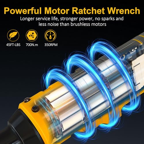 Cordless Ratchet Wrench for Dewalt 20V Battery, 3/8" Electric Ratchet Set 45 Ft-lbs (60 N.m), Variable Speed control, 580RPM Power, 8 Sockets (9/10/11/12/13/14/15/17mm) - No Battery