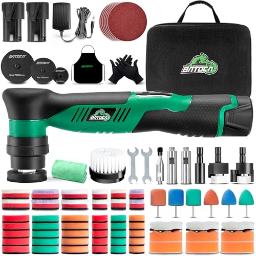 BATOCA S5 Cordless Car Buffer Polisher Sander Dual Action & Rotary Polishing Machine 1/2/3 Inch Polishing Pads for Car Detailing,6 Variable Speeds 2000-5500RPM,Mini Polisher for Car Motorcycle Polish - color: Black