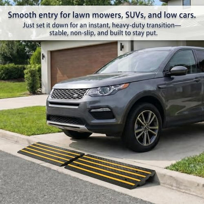 4 FT Car Vehicle Curbside Driveway Ramp 3-Pack Rubber Curb Driveway Ramps | Heavy Duty 33,000 lbs Capacity Low Profile Slope Ramps, 2.6" Rise Anti-Slip for Vehicles RVs Truck Wheelchair Motorcycles - size: 48.8-inch-Long,3-Pack
