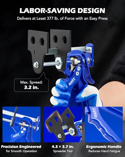 OMT Brake Caliper Piston Compressor Tool for Single Dual Quad Pad | Aluminum Alloy Steel; 377 Lb Force; Retract Pistons for Mechanics; Car and Truck Maintenance; EPE Foam Storage