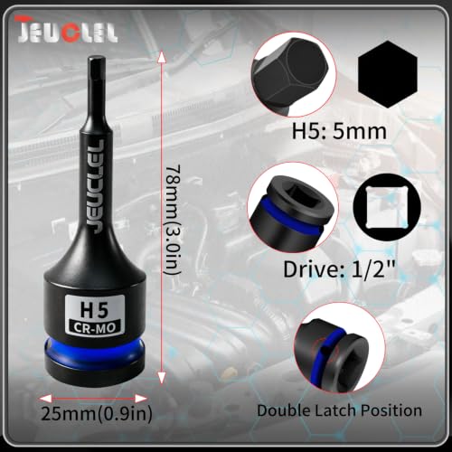 5mm Hex Impact Bit Socket, H5 1/2" Drive Allen Socket, Cr-Mo Steel | 3-Inch, Lengthen Hex Screwdriver Adapter for Electric Ratchet Wrenches Fastening Screws, Socket Wrench, Head Drill - size: 1PC | H5 5MM