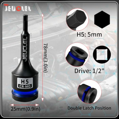 5mm Hex Impact Bit Socket, H5 1/2" Drive Allen Socket, Cr-Mo Steel | 3-Inch, Lengthen Hex Screwdriver Adapter for Electric Ratchet Wrenches Fastening Screws, Socket Wrench, Head Drill - size: 1PC | H5 5MM