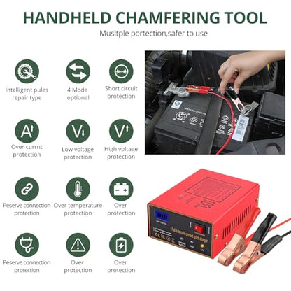12/24V Battery Charger 10A/7.5A Smart Adjustable Car Battery Charger with Upgraded Cable Clamps, Smart Trickle Charger,Battery Maintainer for Car RV (red) - color: red
