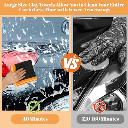 Clay Towel 2 Pack 12 x 12 Inch, Purple Clay Bar Towel for Auto Detailing Microfiber Car Cloth Cleaner Automotive for Car Detailing - color: Orange