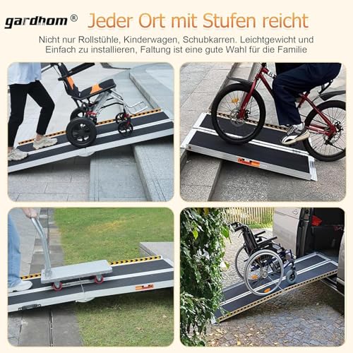 gardhom Portable Wheelchair Ramp 2 Feet, Anti-Slip Aluminum Folding Handicap Ramp Wheel Chair Ramp for Home Steps Entrance Threshold Doorways Stairs Curbs Scooter, 800LBS Capacity - size: 2 Foot (Pack of 1)