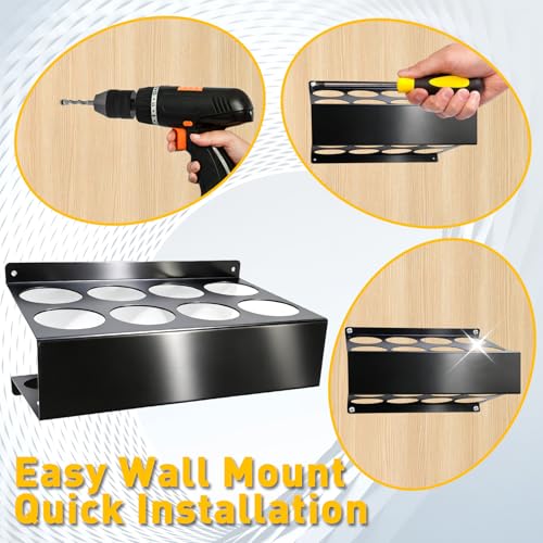 YQYHprom 8-Slot TIG Welding Rod Holder, Wall Mount Rod Storage Organizer for Workbench, Garage, Workshop & Tool Trailer, Heavy Duty Carbon Steel TIG Filler Rod Accessories